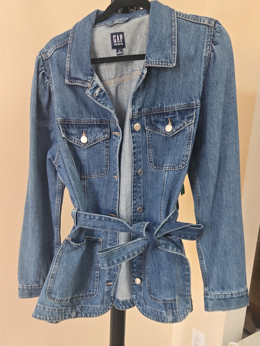 NWT Longline/Duster Gap Blue Belted Denim Utility Jacket XL